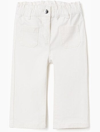 Pantalon en sergé à jambe large et taille paperbag