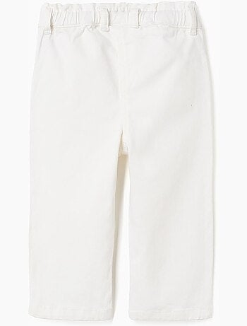 Pantalon en sergé à jambe large et taille paperbag