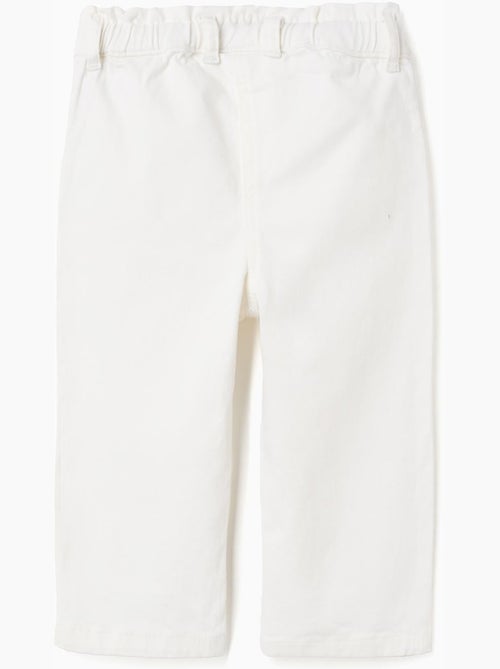 Pantalon en sergé à jambe large et taille paperbag - Kiabi