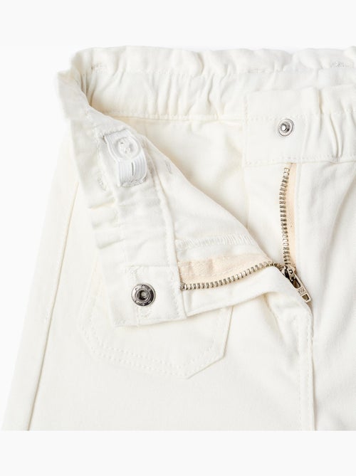 Pantalon en sergé à jambe large et taille paperbag - Kiabi