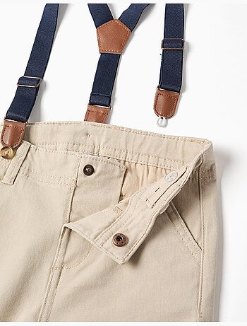 Pantalon en sergé avec bretelles amovibles