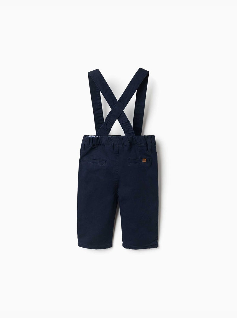 Pantalon en sergé avec bretelles amovibles Bleu foncé - Kiabi