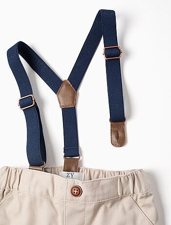 Pantalon en Sergé avec Bretelles Amovibles