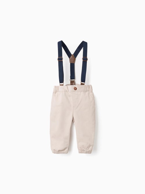 Pantalon en Sergé avec Bretelles Amovibles - Kiabi