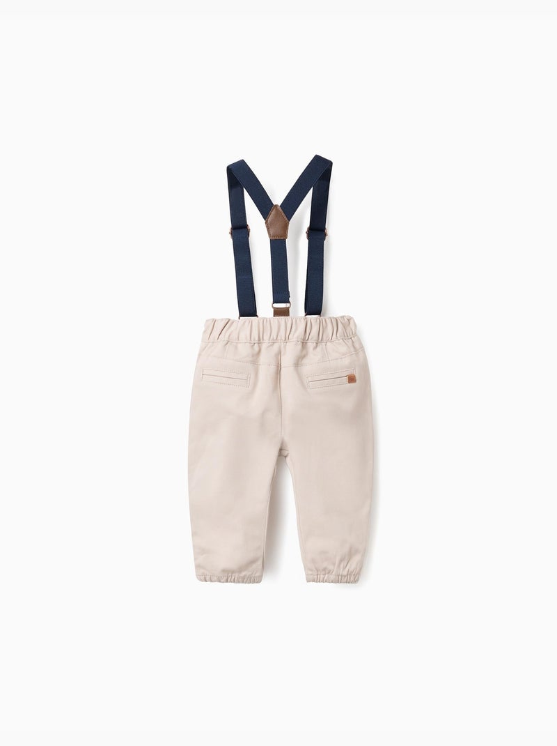 Pantalon en Sergé avec Bretelles Amovibles Gris clair - Kiabi