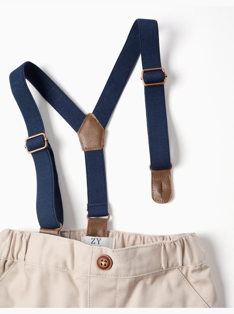 Pantalon en Sergé avec Bretelles Amovibles Gris clair - Kiabi