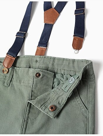 Pantalon en sergé avec bretelles amovibles
