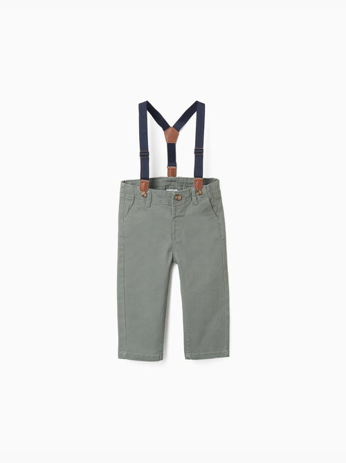 Pantalon en sergé avec bretelles amovibles - Kiabi