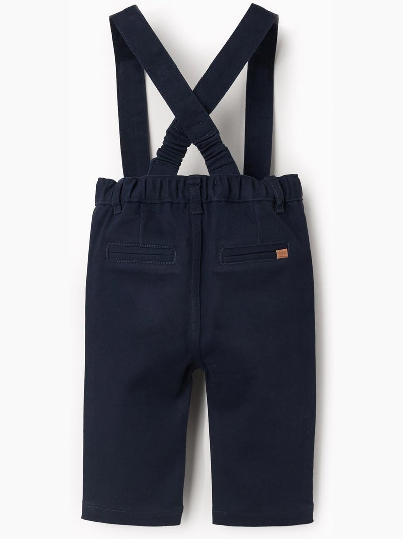 Pantalon en sergé avec bretelles Bleu foncé - Kiabi