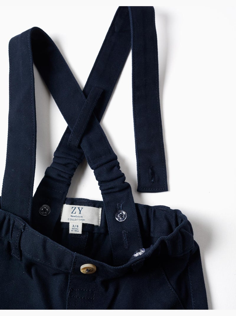 Pantalon en sergé avec bretelles Bleu foncé - Kiabi
