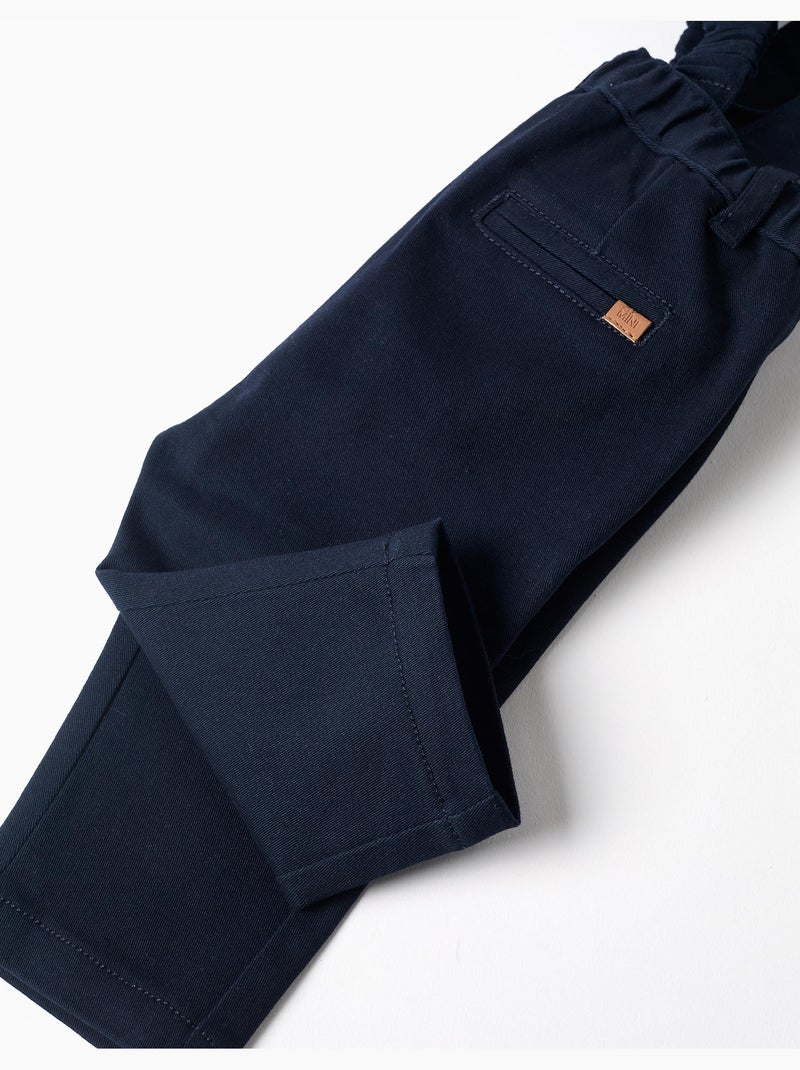 Pantalon en sergé avec bretelles Bleu foncé - Kiabi