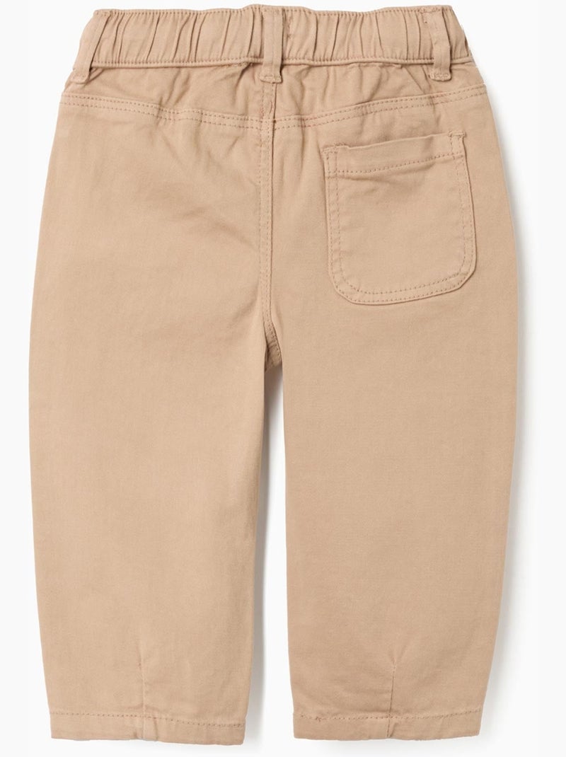 Pantalon en sergé avec cordon de serrage Beige - Kiabi