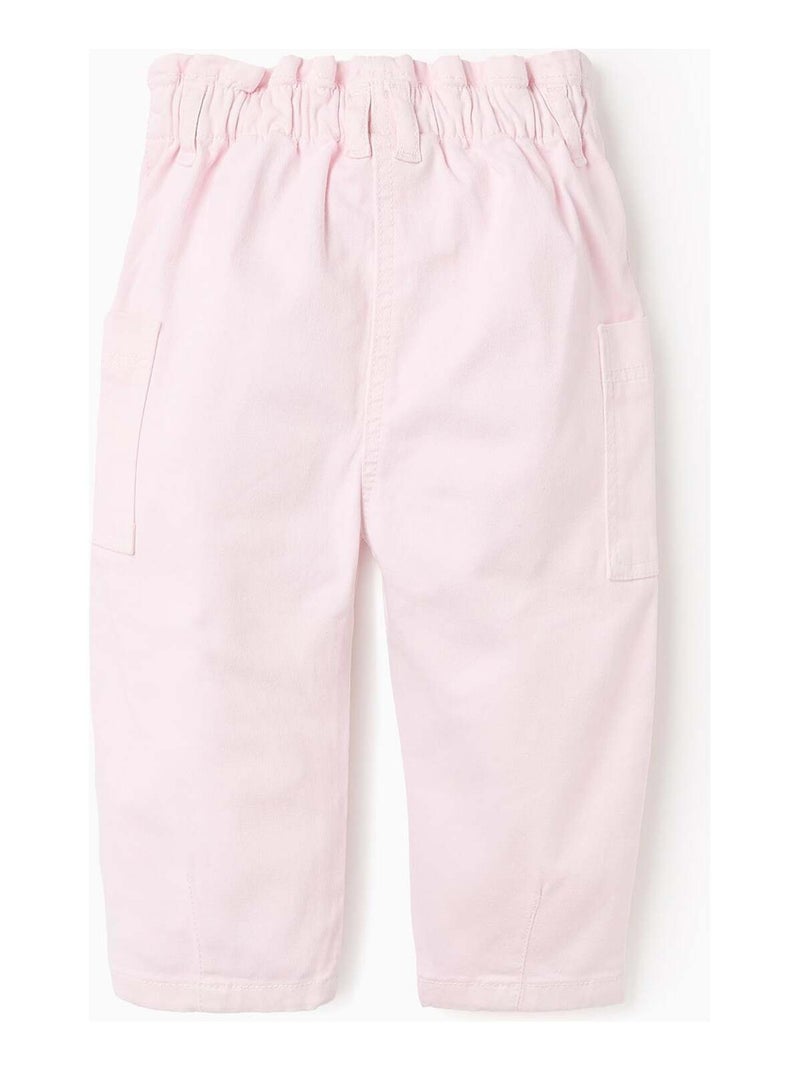 Pantalon en Sergé avec Poches Cargo Rose clair - Kiabi