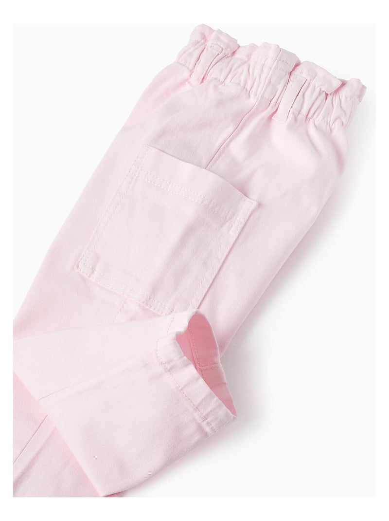 Pantalon en Sergé avec Poches Cargo Rose clair - Kiabi