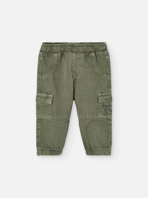 Pantalon en sergé avec poches cargo - Kiabi