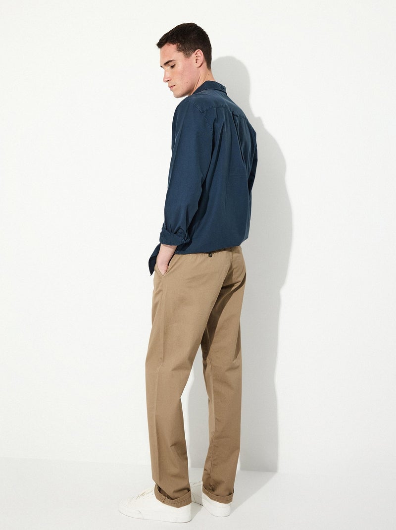 Pantalon en sergé coupe classique Beige - Kiabi