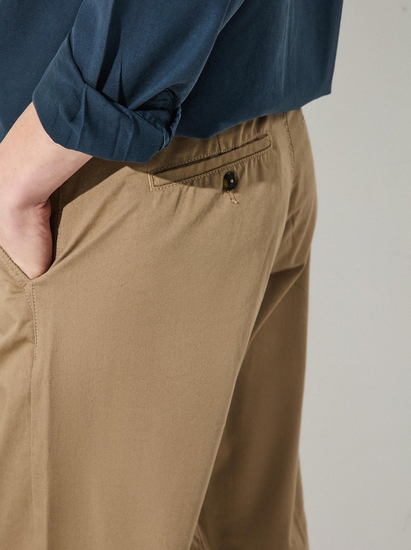Pantalon en sergé coupe classique Beige - Kiabi