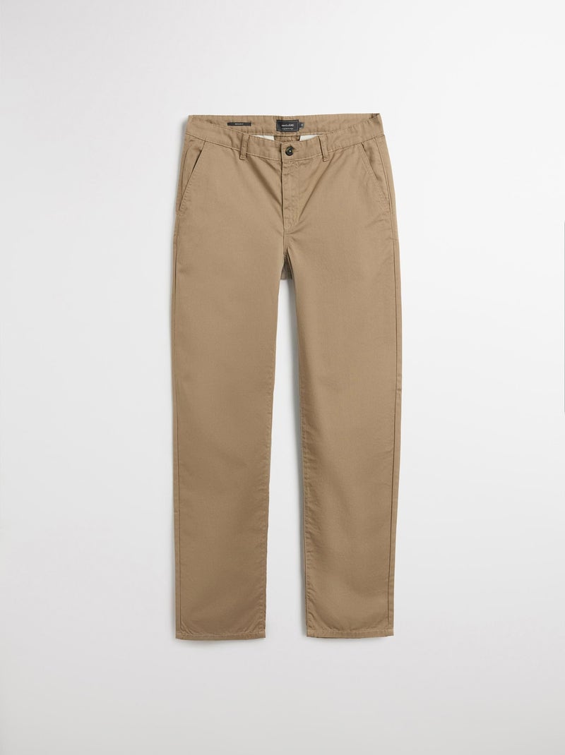 Pantalon en sergé coupe classique Beige - Kiabi
