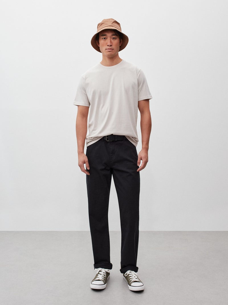 Pantalon en sergé coupe classique Noir - Kiabi