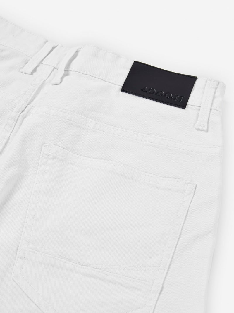 Pantalon en Sergé Coupe Slim Blanc - Kiabi