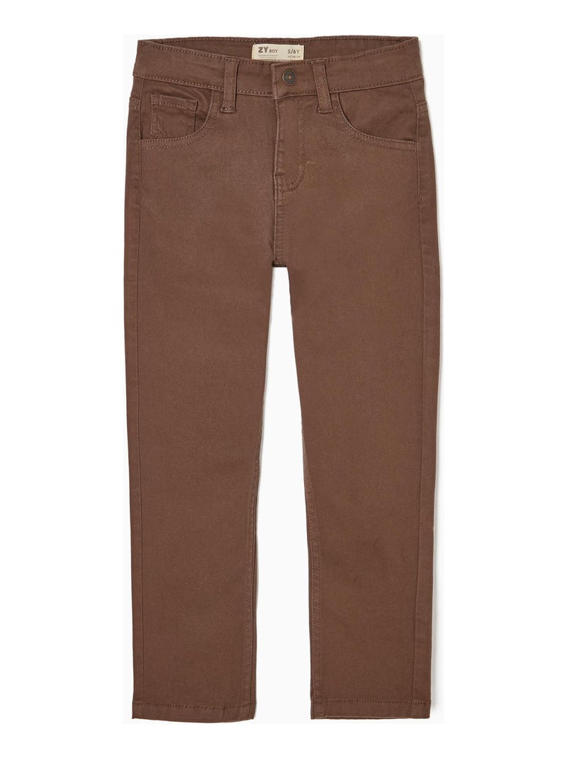 Pantalon en Sergé de Coton Garçon 'Slim Fit'   LE CHALET Marron - Kiabi