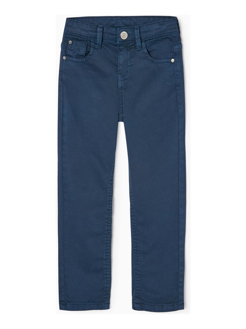 Pantalon en Sergé de Coton Garçon 'Slim Fit'   MAXI NATURE Bleu foncé - Kiabi