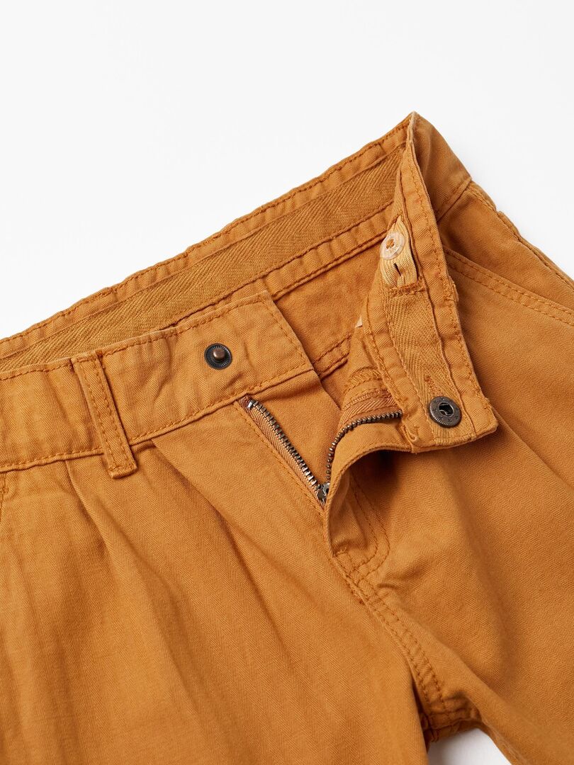 Generisch Pantalon cargo stretch pour garçon - Taille élastique - En sergé, beige, 4-5 ans