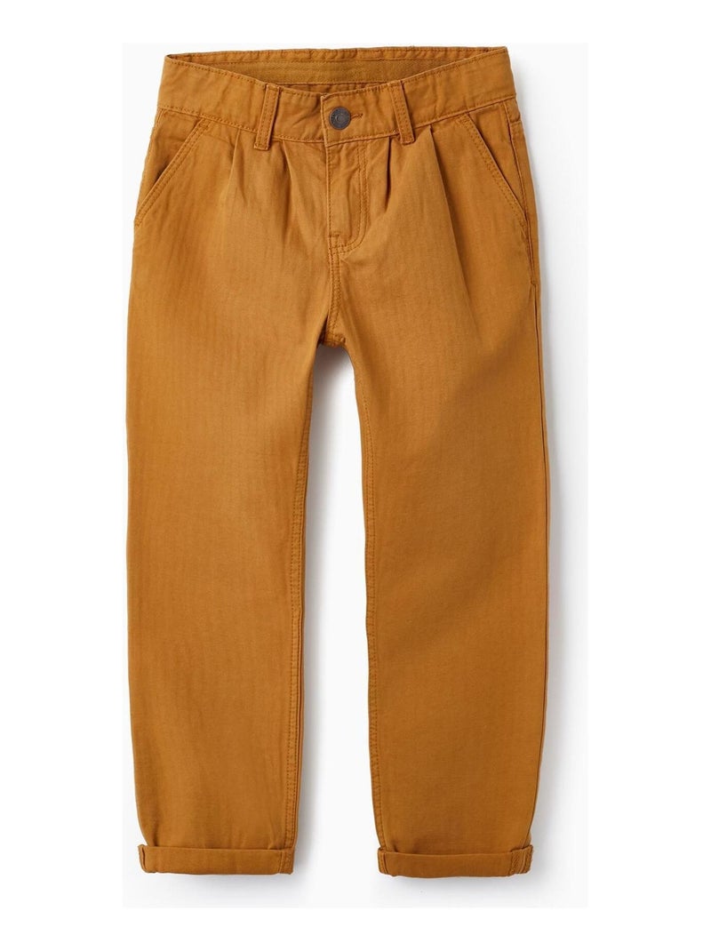 Pantalon en sergé de coton pour garçon   ACE CLUBS Jaune foncé - Kiabi