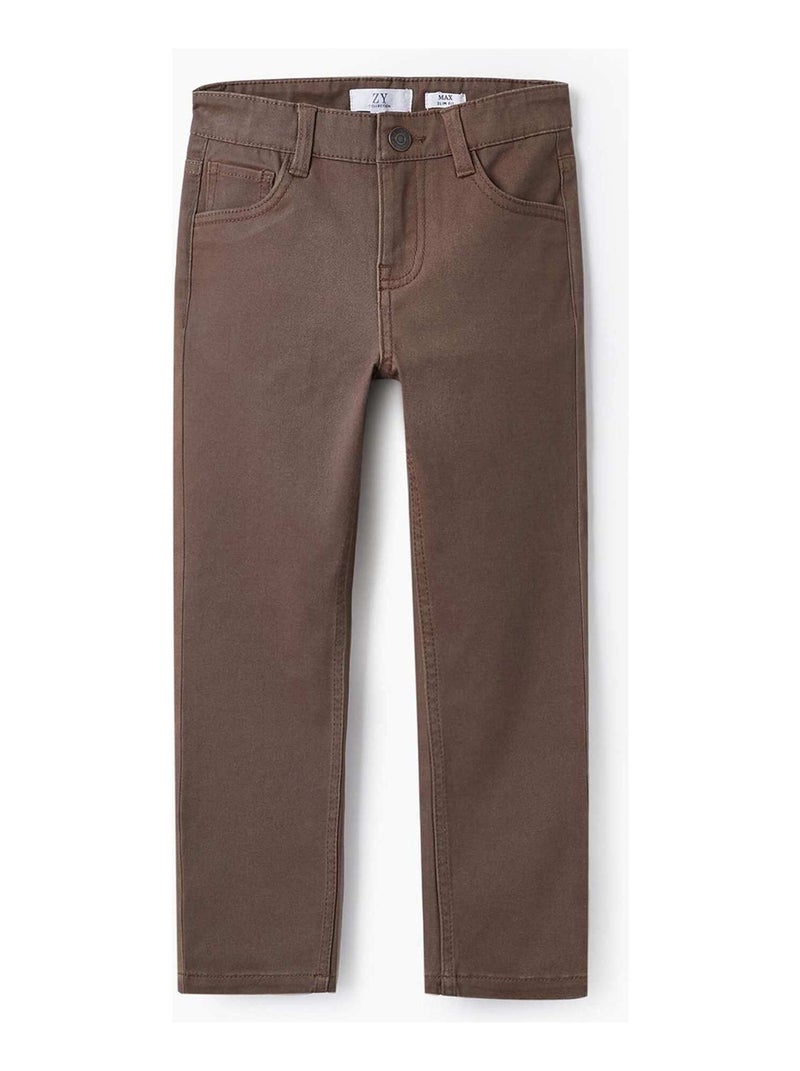 Pantalon en Sergé de Coton pour Garçon   ROYALS OFF DUTY Marron - Kiabi