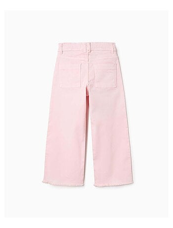 Pantalon en Serge Large avec Ourlets Effilochés