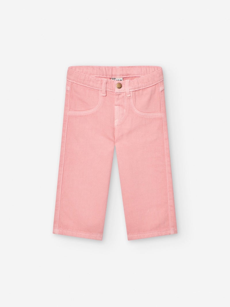 Pantalon en Sergé Straight Corail/Turquoise/Crème - Kiabi