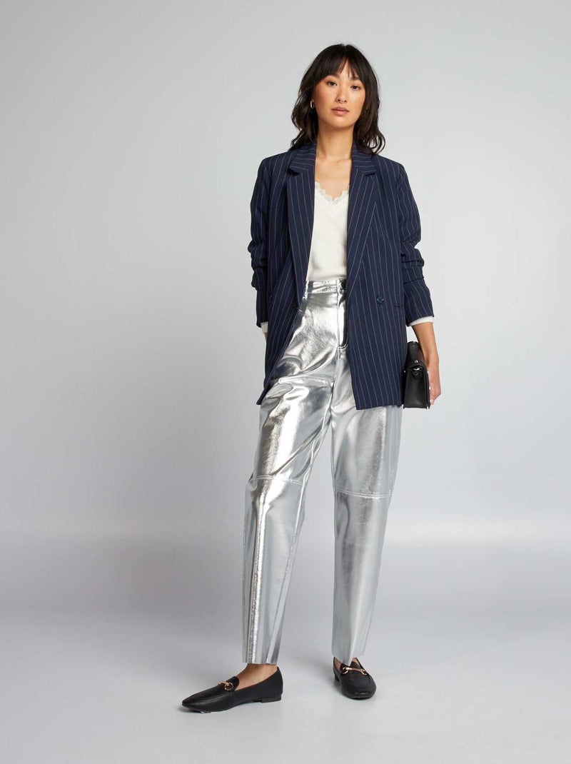 Pantalon en simili argenté Argent - Kiabi