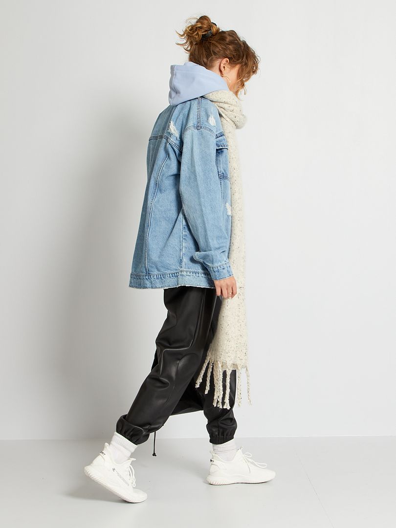 Pantalon en simili loose noir - Kiabi