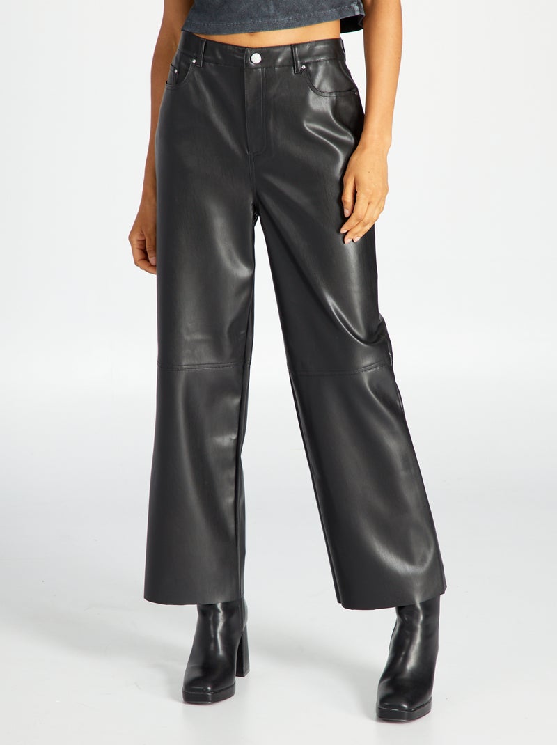 Pantalon en simili noir - Kiabi