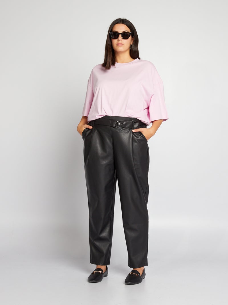 Pantalon en simili noir - Kiabi