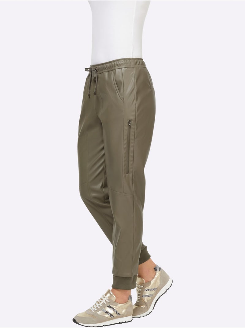 Pantalon En Synthétique - Taille Standard - Helline Kaki - Kiabi