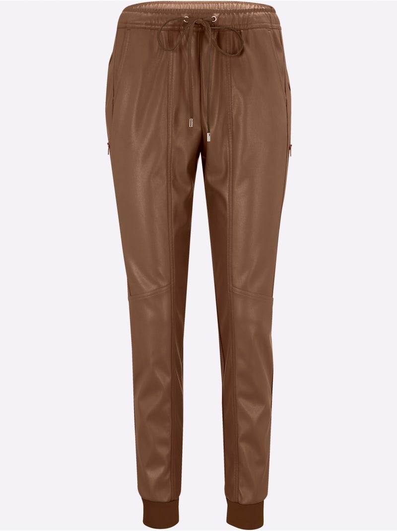Pantalon En Synthétique - Taille Standard - Helline Marron - Kiabi