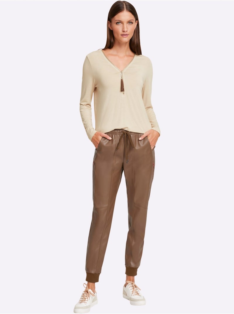 Pantalon En Synthétique - Taille Standard - Helline Marron - Kiabi