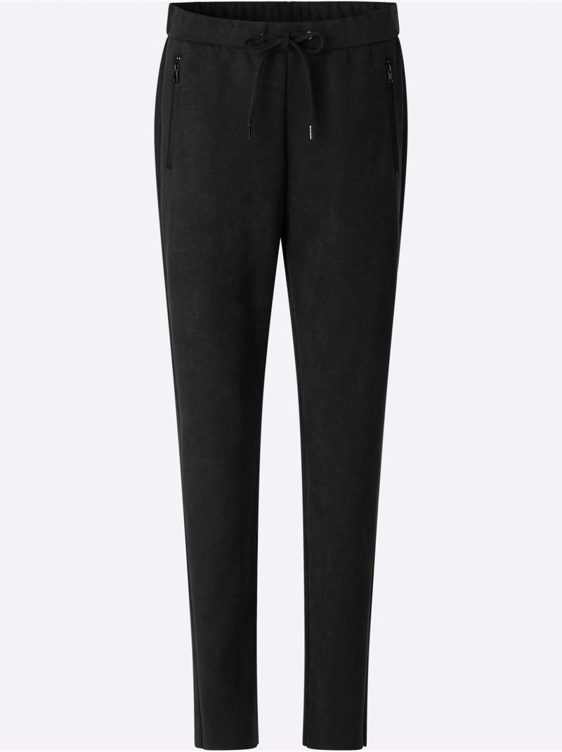 Pantalon en synthétique au toucher velouté - taille standard - helline Noir - Kiabi