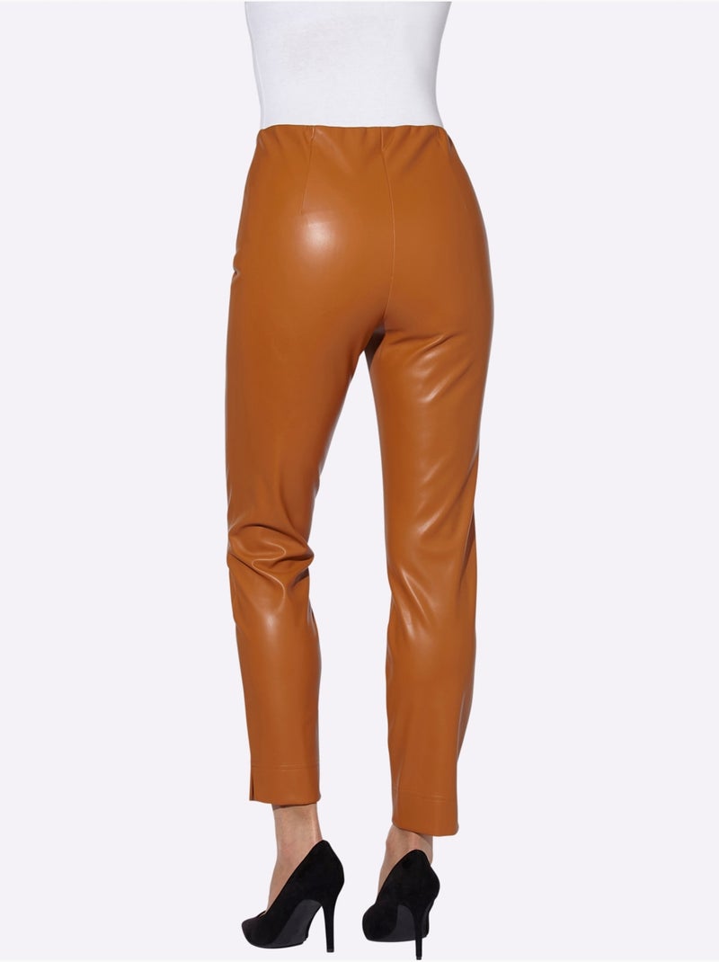 Pantalon En Synthétique Imitation Cuir Souple - Taille Courte - Witt Ambre - Kiabi