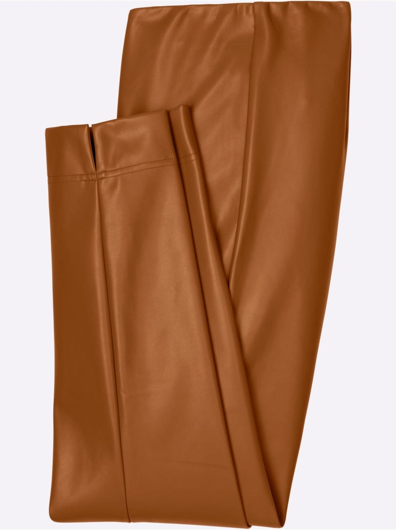 Pantalon En Synthétique Imitation Cuir Souple - Taille Courte - Witt Ambre - Kiabi
