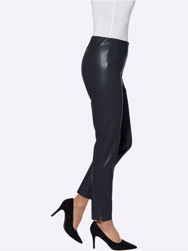 Pantalon En Synthétique Imitation Cuir Souple - Taille Courte - Witt Bleu marine - Kiabi