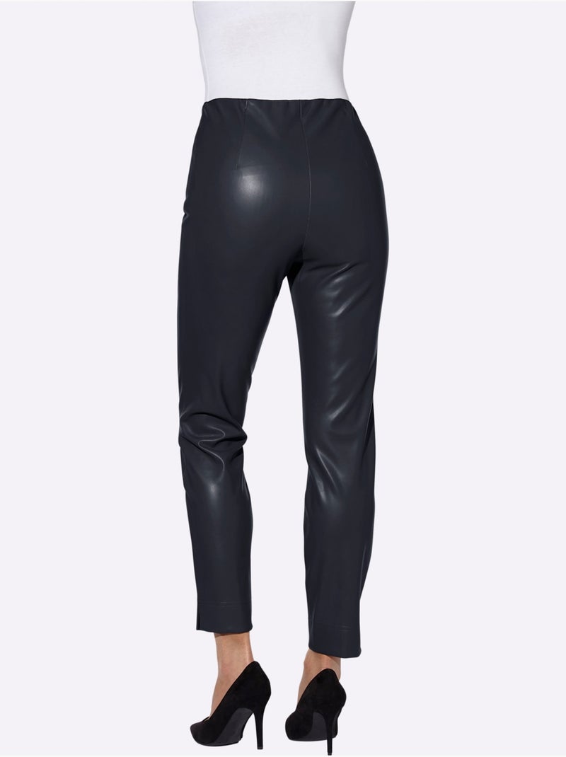 Pantalon En Synthétique Imitation Cuir Souple - Taille Courte - Witt Bleu marine - Kiabi