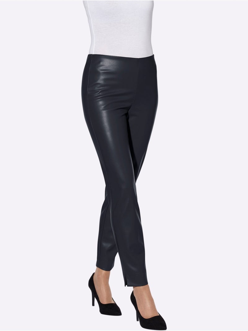 Pantalon En Synthétique Imitation Cuir Souple - Taille Courte - Witt Bleu marine - Kiabi