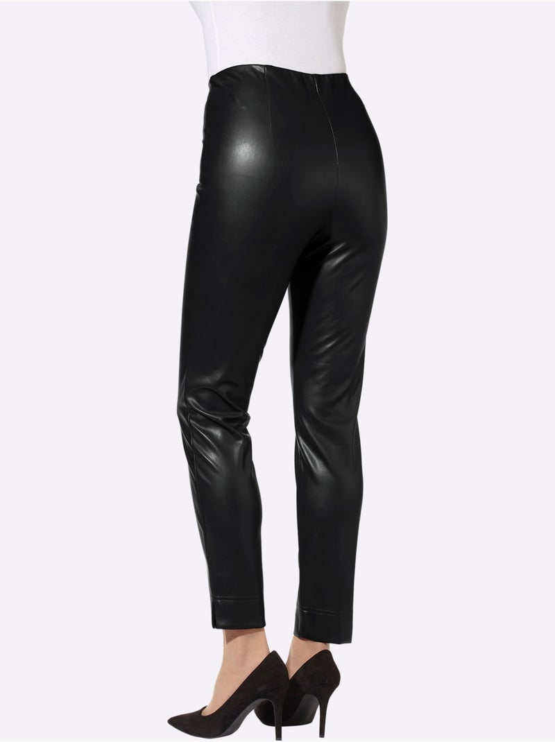 Pantalon En Synthétique Imitation Cuir Souple - Taille Courte - Witt Noir - Kiabi
