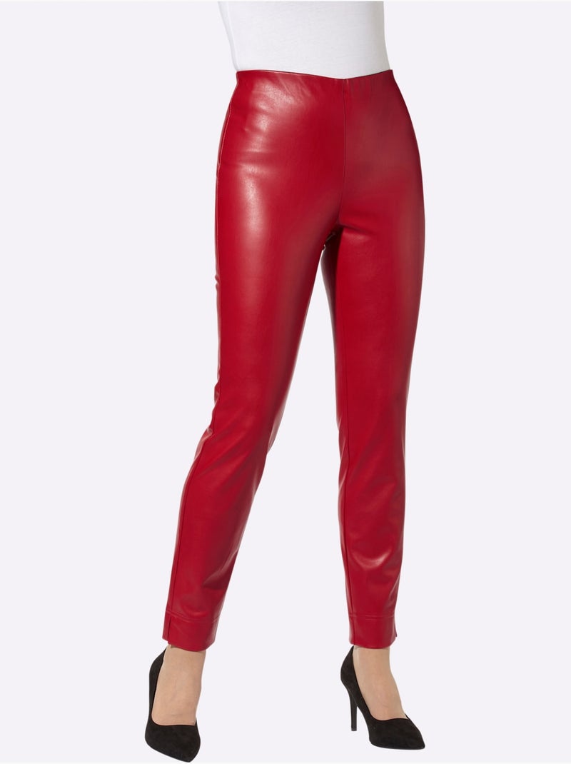 Pantalon En Synthétique Imitation Cuir Souple - Taille Courte - Witt Rouge - Kiabi