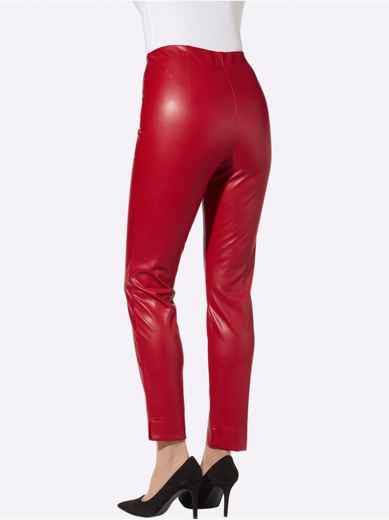 Pantalon En Synthétique Imitation Cuir Souple - Taille Courte - Witt Rouge - Kiabi