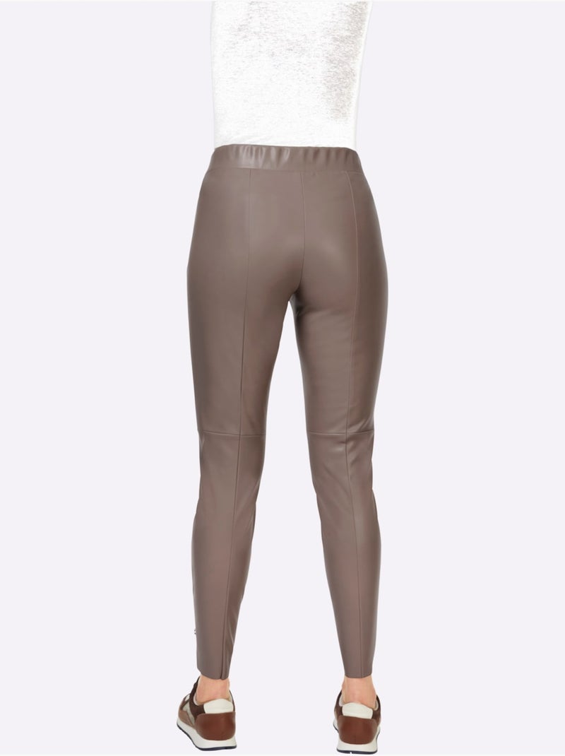 Pantalon En Synthétique Imitation Cuir Souple - Taille Standard - Helline Gris taupe - Kiabi