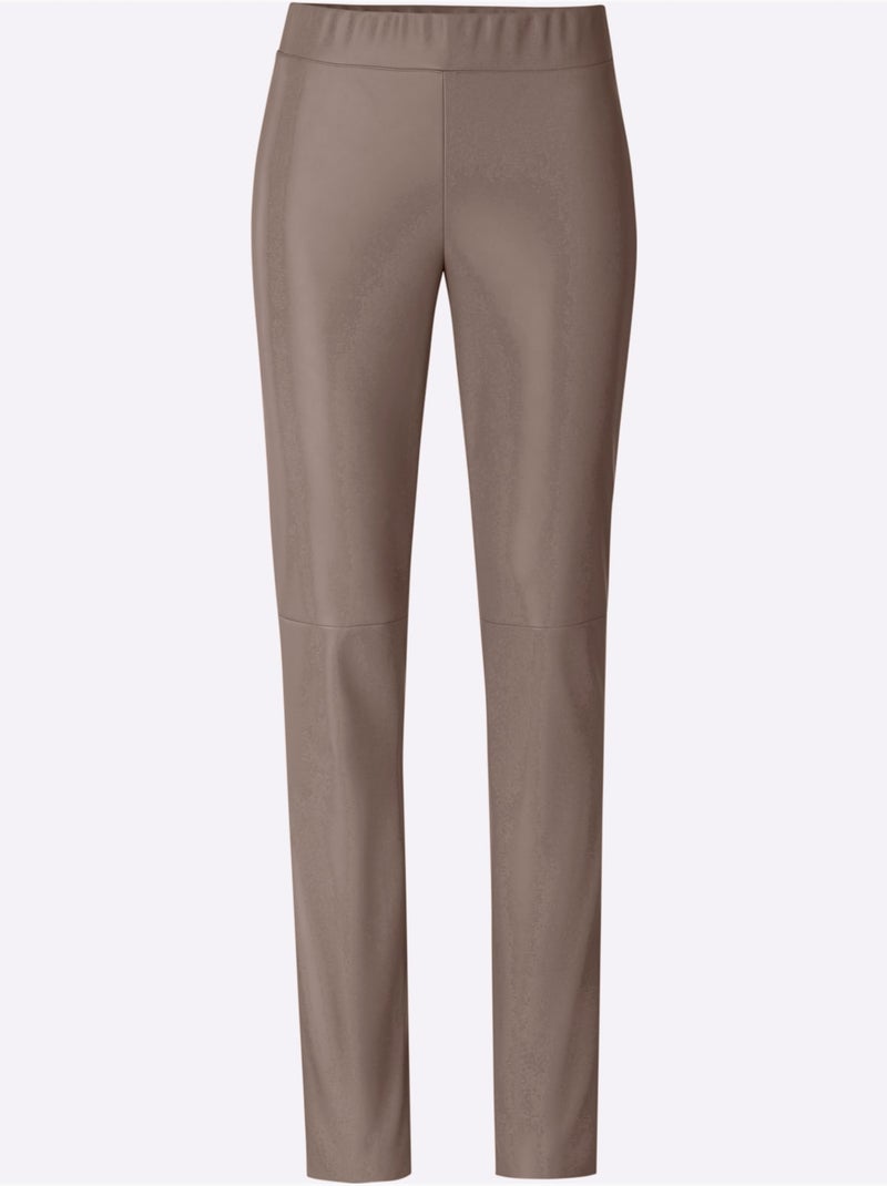 Pantalon En Synthétique Imitation Cuir Souple - Taille Standard - Helline Gris taupe - Kiabi