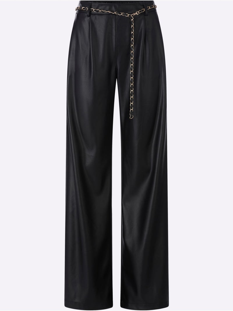 Pantalon en synthétique imitation cuir souple - taille standard - helline Noir - Kiabi